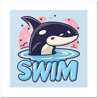 Swim orca Posters and Art